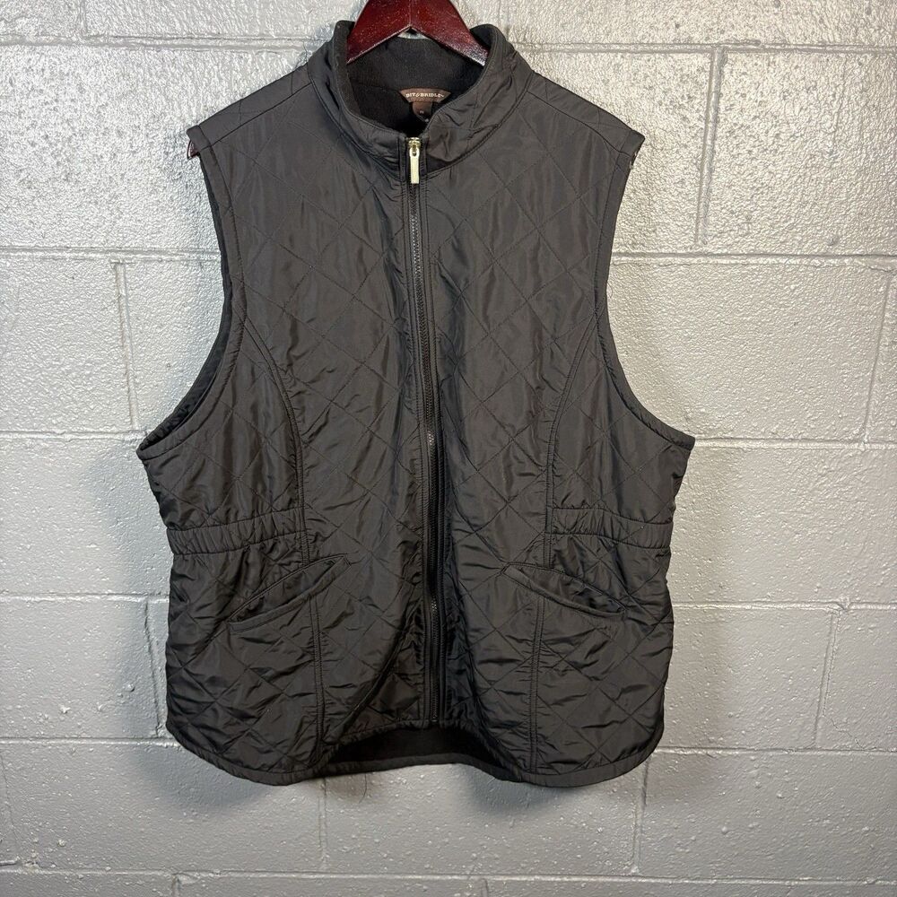 Bit & Bridle Quilted Fleece Vest Mens 2XL Black Full Zip Western Outdoor